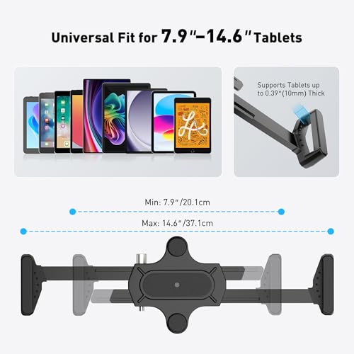 AboveTEK Anti-Theft iPad Wall Mount with Lock & Key, 360° Rotating Tablet Holder for 7.9"–14.6" Devices, Heavy-Duty Aluminum & Steel Kiosk Mount for POS, Restaurant, Retail & Business Displays