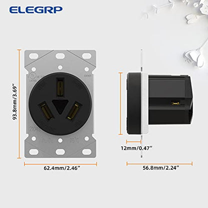 ELEGRP 50 Amps Range Power Receptacle,125/250V Flush Mounting Power Outlet, NEMA 10-50R, Straight Blade Range Outlet, Non-Grounding, 3 Pole 3 Wire, UL Listed, 1 Pack - style: NEMA 10-50R Outlet