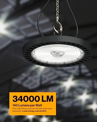 Sunco 10 Pack UFO LED High Bay Light, 240W, 6000K, 34800LM, Dimmable - size: 10 Pack