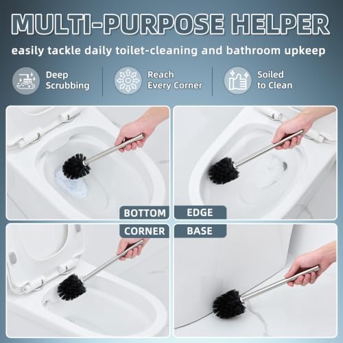 Angle Simple Toilet Brushes Refills, Black Toilet Bowl Scrubber Head 3 PCS