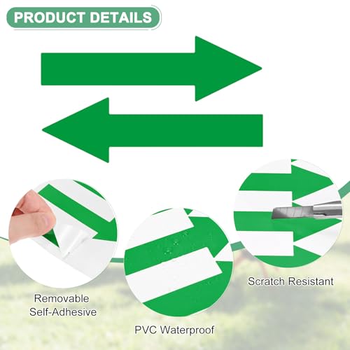 M METERXITY 4-Pack Arrow Sticker, 4 x 1 Inch/ 100 x 30 mm PVC Waterproof Self-Adhesive Directional Arrows Removable Directional Floor Decal Stickers for Wall Marking/Road Sign [Green] - color: Green