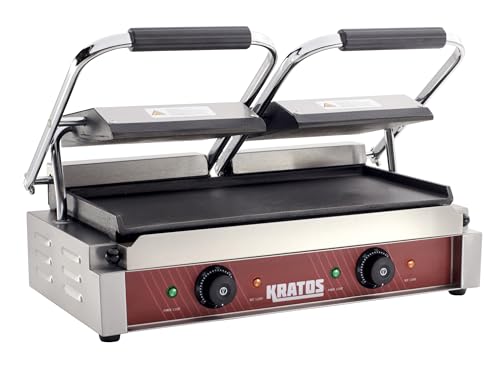 Kratos Commercial Electric Panini Sandwich Grill with Smooth Plates - size: Large w/ Smooth Plates