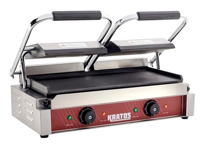 Kratos Commercial Electric Panini Sandwich Grill with Smooth Plates - size: Large w/ Smooth Plates