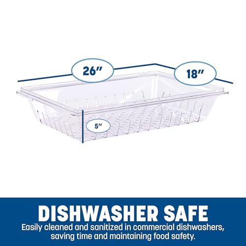 Carlisle FoodService Products Storplus Food Storage Container Colander with Stackable Design for Catering, Buffets, Restaurants, Polycarbonate (Pc), 26 x 18 Inches, Clear
