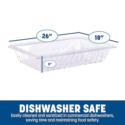 Carlisle FoodService Products Storplus Food Storage Container Colander with Stackable Design for Catering, Buffets, Restaurants, Polycarbonate (Pc), 26 x 18 Inches, Clear