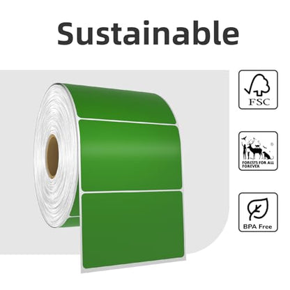 500 3x2 Thermal Labels Roll, HUOJI Green Shipping Barcode Labels - color: Green, size: 3x2