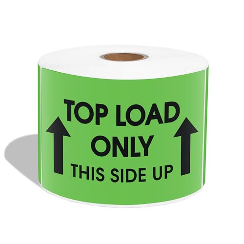 3" X 5" Top Load Only This Side Up Shipping Stickers (500 Stickers, 1 Roll) - color: Green (Top Load Only)