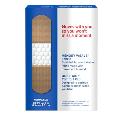 BAND-AID Brand Flexible Fabric Adhesive Bandages, All One Size, 30 Count - size: 30 Count, style: All One Size