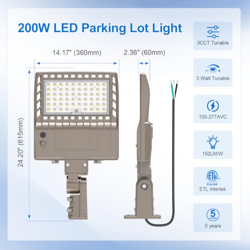200W LED Parking Lot Light 30000LM Commercial LED Shoebox Light AC 100-277V - size: AC 100-277V | 3/4/5000K - 2-in-1 Mount