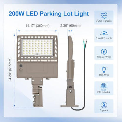 200W LED Parking Lot Light 30000LM Commercial LED Shoebox Light AC 100-277V - size: AC 100-277V | 3/4/5000K - 2-in-1 Mount