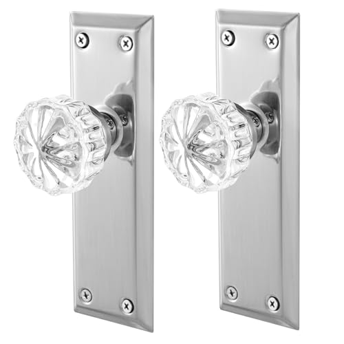 Single-Side Glass Dummy Door Knobs,Inactive Door Knobs for Closet,Antique Bifold Door Knobs Replacement,Crystal Dummy Door Handles,Brushed Nickel,2 Pack - color: Brushed Nickel, size: Dummy(2 Pack)