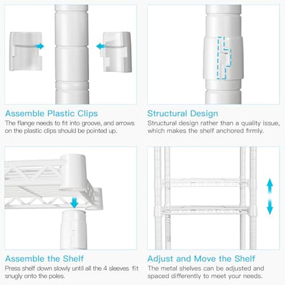 FUTASSI P1 Heavy Duty Garment Rack, 3 Tiers Adjustable Rolling Metal Closet - color: White, size: P1