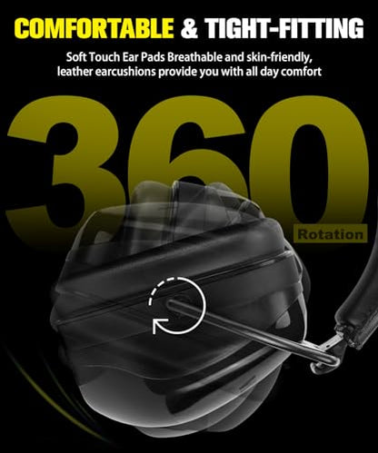 ZOHAN 012 Noise Reduction Earmuffs 2 Packs for Hearing Protection, NRR 28dB Adjustable Safety Ear Muffs for Mowing, Autism