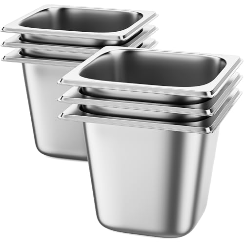 ZeroPone 6 Pack Hotel Pans 1/6 Size 6" Deep Steam Table Pan - color: 6 INCH, size: 1/6 SIZE