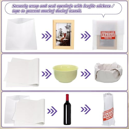 130 Pcs Moving Supplies Set, 50 Pcs 12'' x 12'' Foam Pouches & 50 Sheets 12'' x 12'' Packing Paper & 30 Pcs Fragile Stickers, Packing Foam Pouches and Newsprint Paper for Protecting Dishes Cup China - size: 130 Pcs-12x12 In