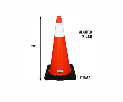 (Set of 48) 28" RK Orange Safety Traffic PVC Cones, Black Base with One Reflective Collar - size: 48 Cones