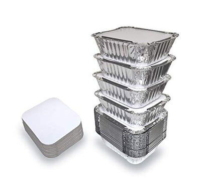 110 Pack - 1LB Small Foil Pans with Lids - Aluminum To Go Food Containers with Lids - 1lb Mini Aluminum Pans - Freezer Safe Foil Take out Trays - Heat proof Meal Prep Containers - size: 1 LB
