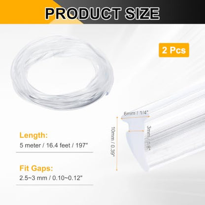 PATIKIL 2Pcs Weather Stripping Door Seal 1/8" Slot, 16.4Ft, Clear, PVC - color: Clear, size: 1/8" Slot, 16.4Ft