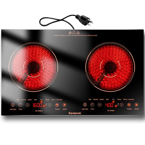 2 Burner Electric Cooktop 110V, 2000W, 24" Countertop & Built-in - size: 24 Inch 2 Burner Orange