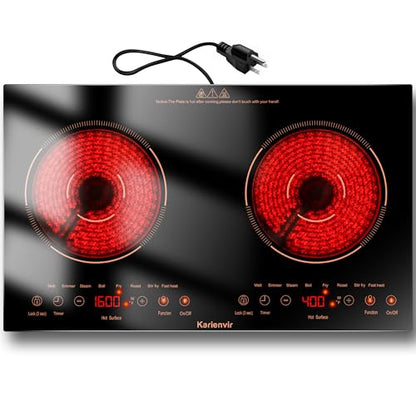 2 Burner Electric Cooktop 110V, 2000W, 24" Countertop & Built-in - size: 24 Inch 2 Burner Orange