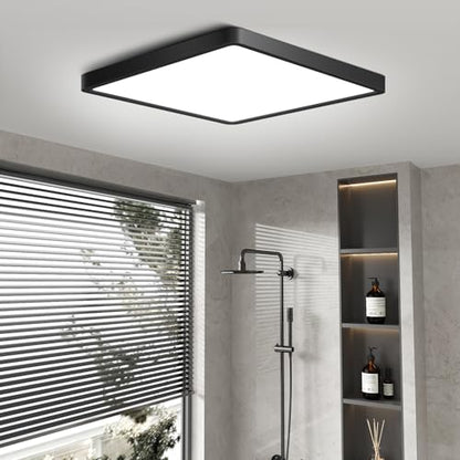 9Inch 18W Square LED Ceiling Light Fixtures Flush Mount, 6000K Cold White LED Ceiling Lamp, Surface Mount Modern Ceiling Lights, Black Slim Flat Panel Lighting for Bedroom, Kitchen, Bathroom Etc - color: Cool White, size: 9 inch Black