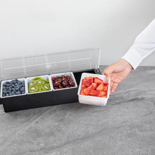 Restaurantware-CADDY INSERTS ONLY: Bar Lux 1.6 Pint Inserts For Condiment Dispensers, 4 Replacement Inserts For Garnish Caddies - Condiment Caddy Sold Separately, Sturdy, White Plastic Tray Inserts - size: 1.5 Pint