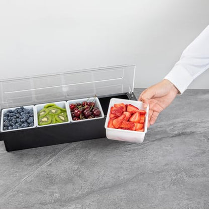 Restaurantware-CADDY INSERTS ONLY: Bar Lux 1.6 Pint Inserts For Condiment Dispensers, 4 Replacement Inserts For Garnish Caddies - Condiment Caddy Sold Separately, Sturdy, White Plastic Tray Inserts - size: 1.5 Pint