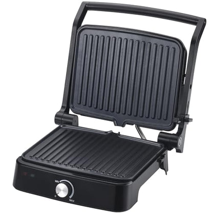 Vivicreate Panini Press Grill 1500W Sandwich Maker with Removable Nonstick Plates Adjustable Temperature 180 Degree Opening Indoor Electric Grill for Panini Sandwich Steak Burgers Breakfast (1 Knob)