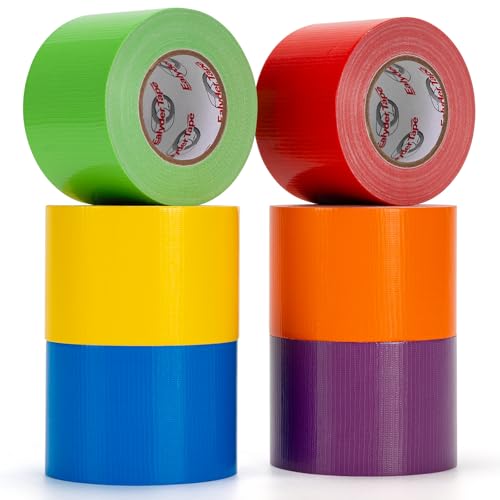 6 Rolls Rainbow Colored Duct Tape 2" x 15Yd Heavy Duty Waterproof Tape