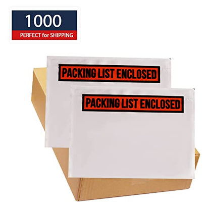 1000 PCS 4.5"x 5.5" Clear Self-Adhesive Packing List Envelopes - Shipping/Mailing Pouch Enclosed Bags for Packing Slips Invoice - style: 1000 -Printing