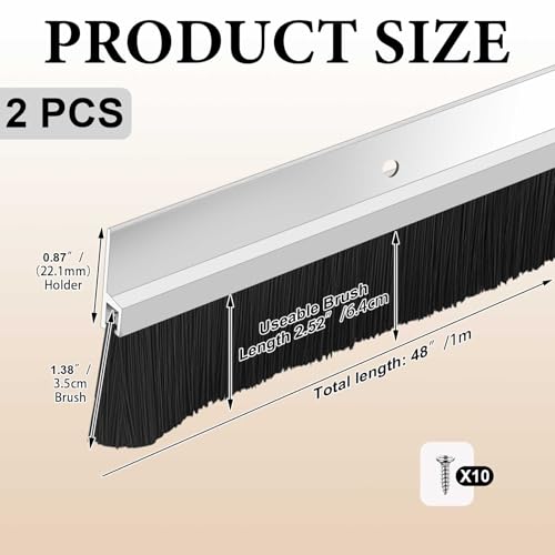 Gisafai 2 Pcs Aluminum Door Sweep, 48 Inches, Natural - color: Natural, size: 48 Inch