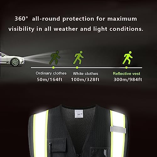 Hi Vis Reflective Safety Vest for Men Women,Meets ANSI/ISEA - color: Black, size: 3X-Large