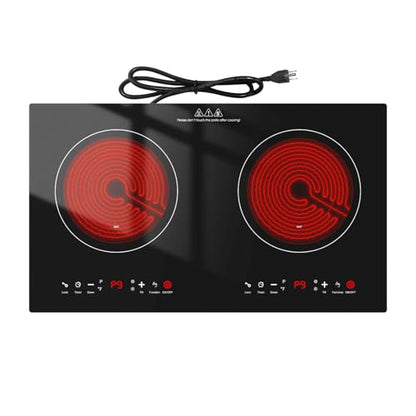 Electric Cooktop 2400W Electric Stove 2 Burner 24" Hot Plate Double Burner - color: 2 Burner Electric Cooktop