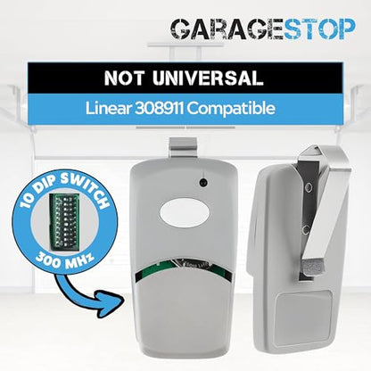 2X Gate Opener Remote for Multi-Code 308911, 300MHz, 10 Dip Switch - color: Two