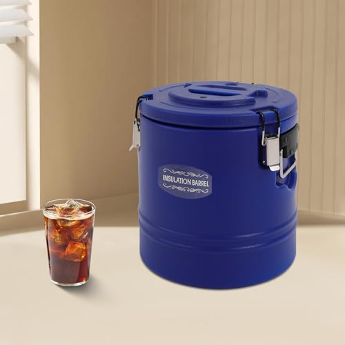 15L/15.85Qt Insulated Soup Container Insulated Food Carrier Commercial Food Warmer Hot Box for Hot Cold Food Insulation Barrel Cooler Stainless Steel Lining w/Dust Cover for Restaurant Canteen - color: 15L-Blue