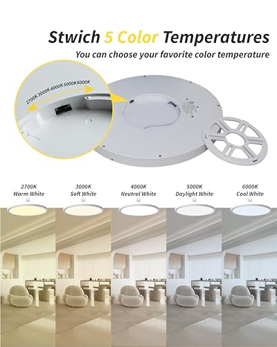 4Pack 16 Inch Dimmable LED Flush Mount Ceiling Light Panel,32W 3480LM,2700K-6000K 5 CCT Selectable,Ultra Thin Round White Ceiling Light Fixture for Hallway Kitchen Bedroom Home Office Bathroom - color: White, size: 16 INCH 4PK Dimmable 5CCT