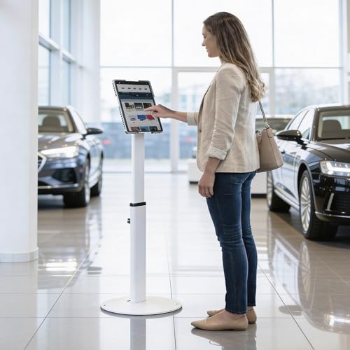 Mount-It! Anti-Theft Universal Tablet Floor Kiosk, Height Adjustable, White - color: White