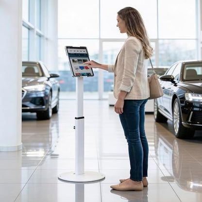Mount-It! Anti-Theft Universal Tablet Floor Kiosk, Height Adjustable, White - color: White