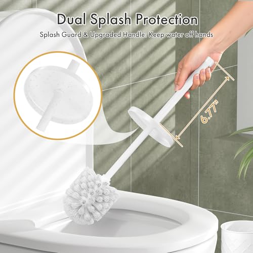Toilet Bowl Brush and Holder Set 2 Pack with 4 Extra Brush Heads (White) - color: White