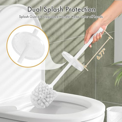 Toilet Bowl Brush and Holder Set 2 Pack with 4 Extra Brush Heads (White) - color: White
