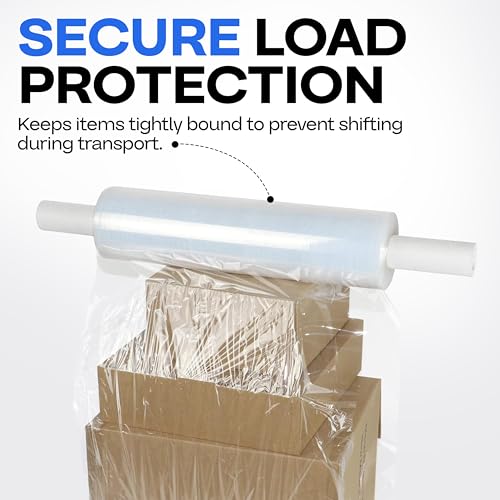 IDL Packaging 20" x 1000' 80G Hand Stretch Wrap Roll w/Handles - USA-Made - size: 20" X 1000' (Extended Cardboard Handle)