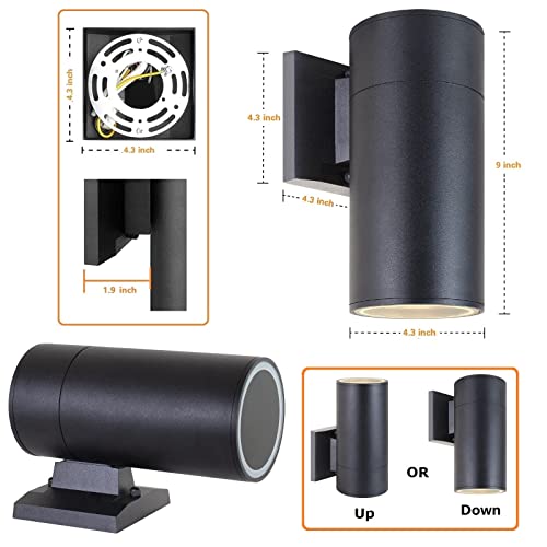 Exterior Wall Light Fixture, Waterproof Outdoor Lighting, 3 Pack - color: Cylinder (Black 3pack )