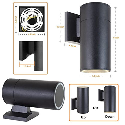 Outdoor Wall Light, Waterproof Exterior Lighting Fixtures - color: Cylinder (Black A)