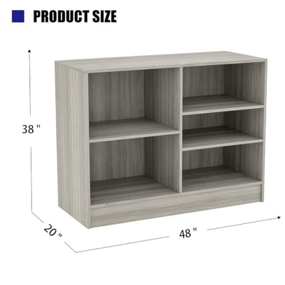 48”W * 20”D * 38”H - Cash Wrap Wood Counter - Gray Register Counter with 3 Heights Adjustable Shelf - color: Gary, size: 4 FT