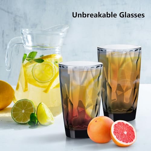 Topsky 16oz Plastic Tumblers Drinking Glasses Set of 4,Gray Acrylic Drinking Cups Wine Glasses Beverage Cups for Daily Use, Poolside, Outdoor&Indoor - Stackable,Dishwasher Safe,Easy to Clean - color: Grayish Blue 16oz