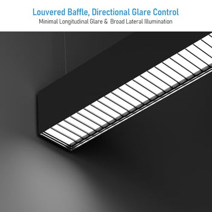 LEONLITE 2-Pack 4FT Linkable Anti Glare LED Linear Light, Louvered Lens