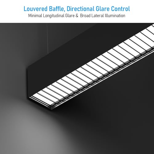 LEONLITE 2-Pack 4FT Linkable Anti Glare LED Linear Light, Louvered Lens