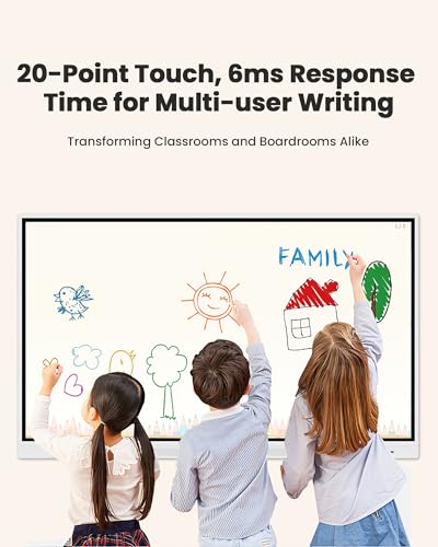 Interactive Smart Board for Classroom, 8+128 GB Electronic Digital Whiteboard Built-in Android OS & Open App Ecosystem - 4K Touchscreen Smartboard for Home Office School Studio Display - size: 86” Android