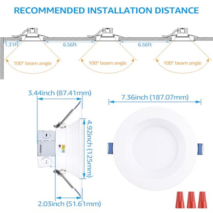 TORCHSTAR 8-Pack 5CCT 6 Inch LED Recessed Light Canless, White - color: White-5CCT, size: 6 Inch