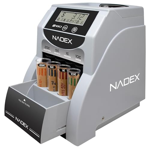 Nadex S180 Digital Coin Sorter and Counter – Displays Total and Denomination Values, Black